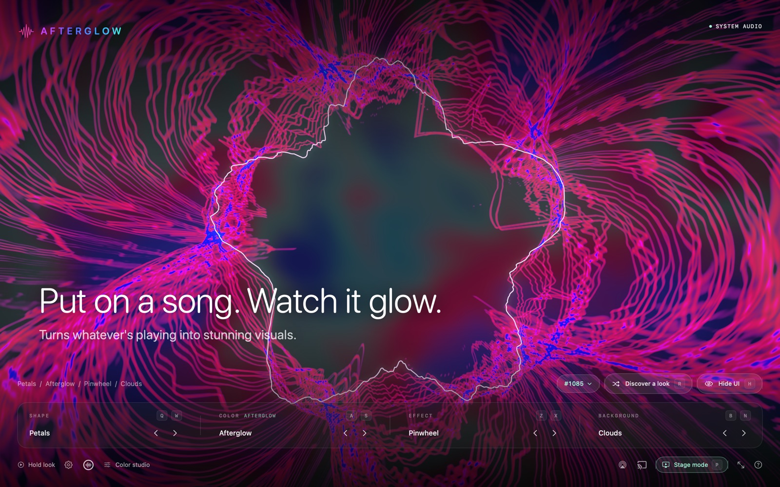 Afterglow drawing a song in glowing pink trails